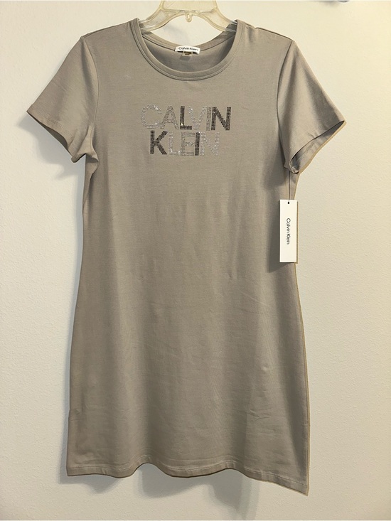 Calvin Klein Dresses & Skirts - Calvin Klein Women's Taupe Logo Tee Dress size S.